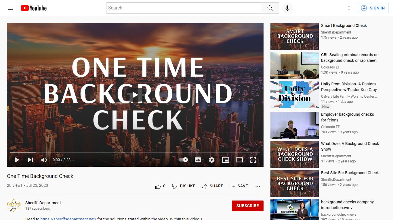 One Time Background Check - YouTube